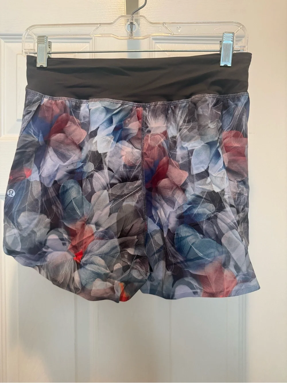 Lululemon Women's Floral-Print Active Shorts - Black Waistband